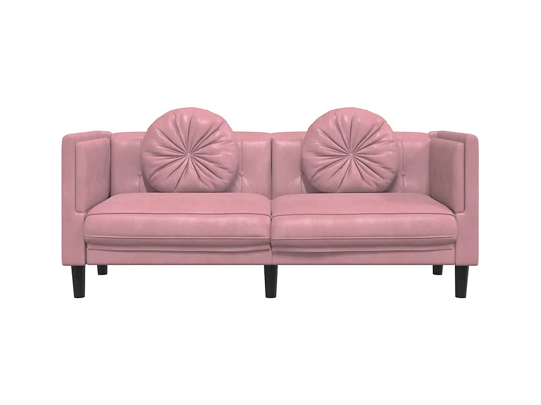 2-Sitzer-Sofa mit rosa Samtkissen