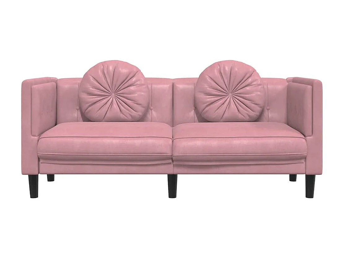 Canapé avec coussins 2 places rose velours
