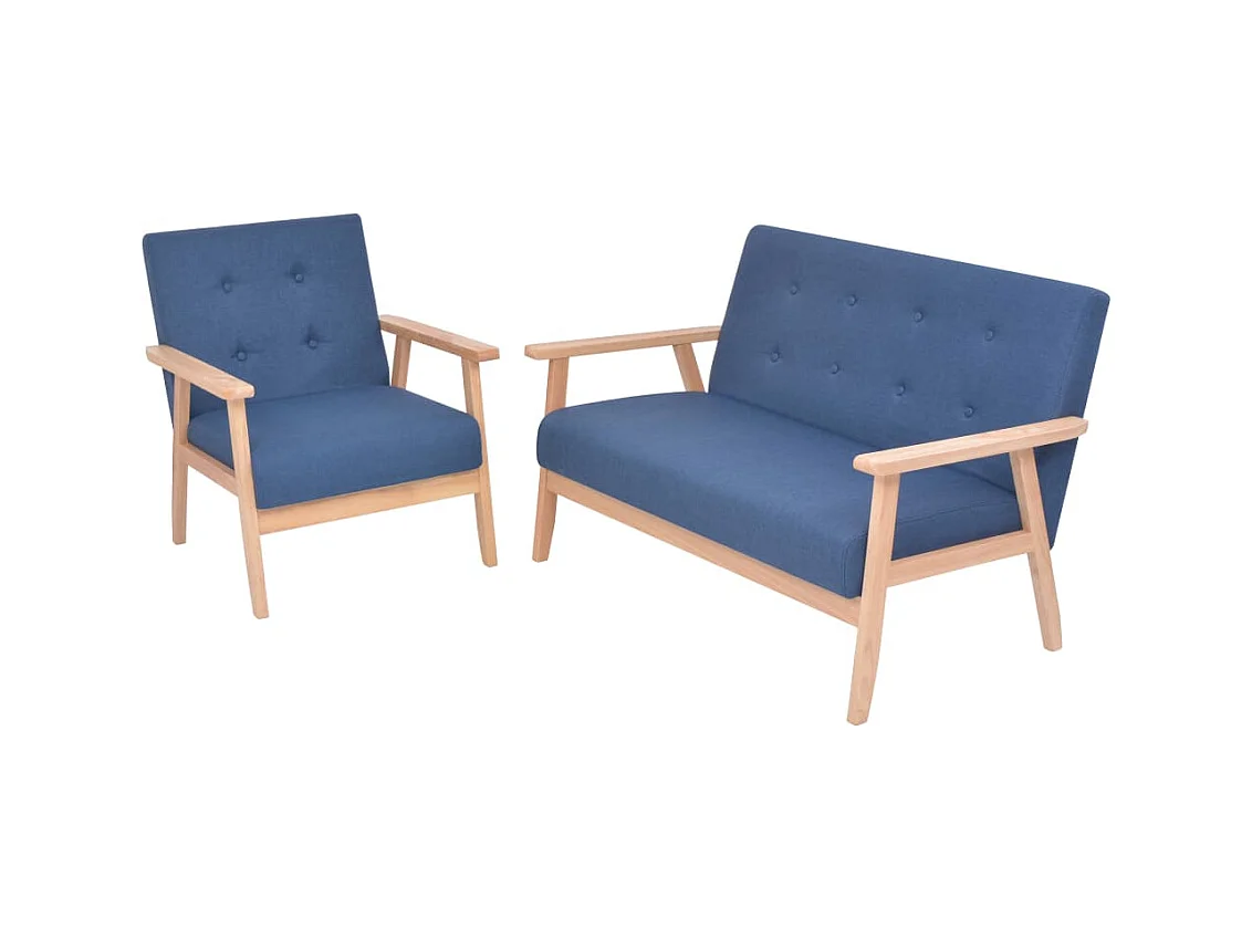 2-teiliges Sofaset aus blauem Stoff