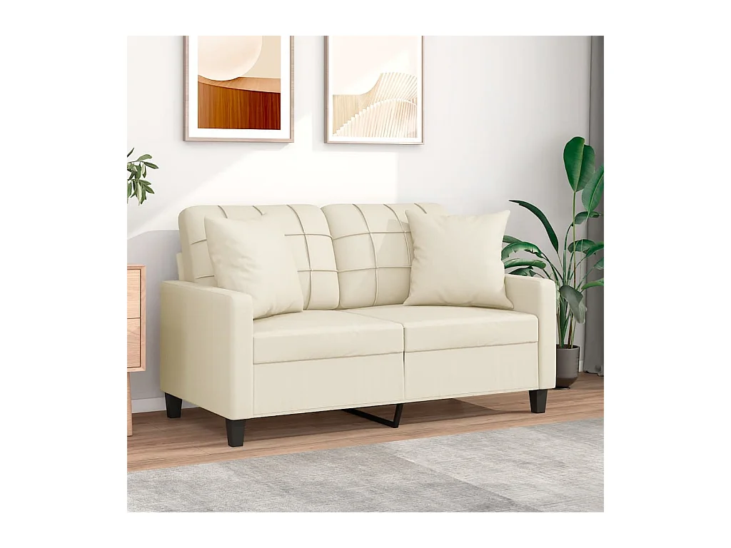 2-zitsbank met crèmekleurige kussens 120 cm kunstleer