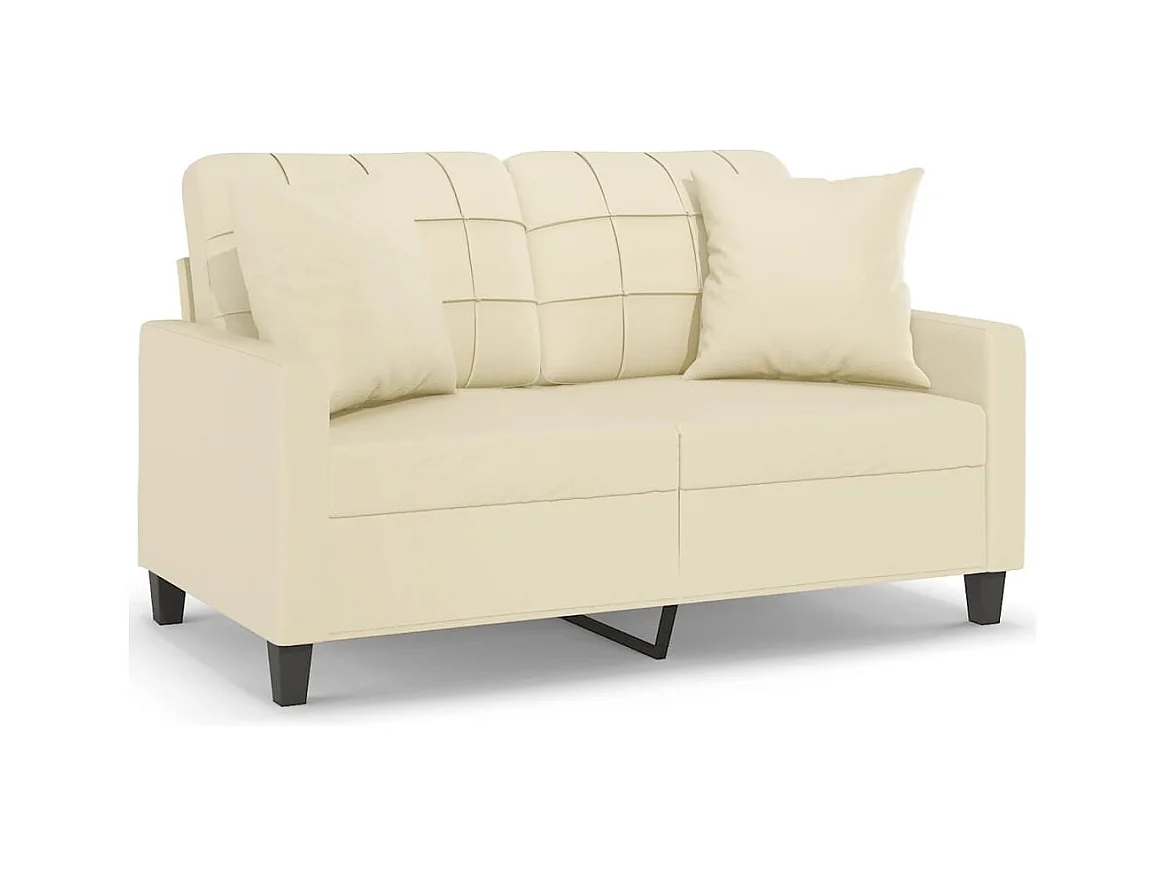 2-zitsbank met crèmekleurige kussens 120 cm kunstleer