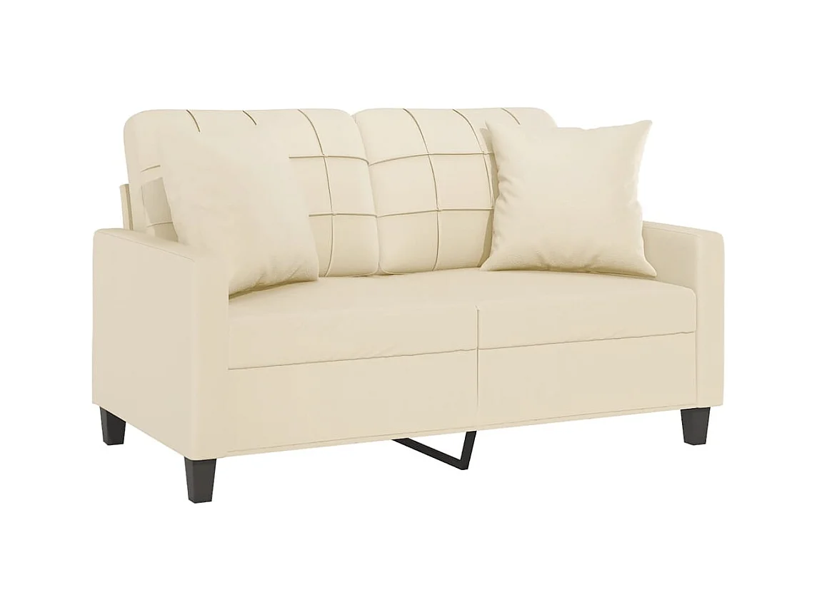 2-zitsbank met crèmekleurige kussens 120 cm kunstleer