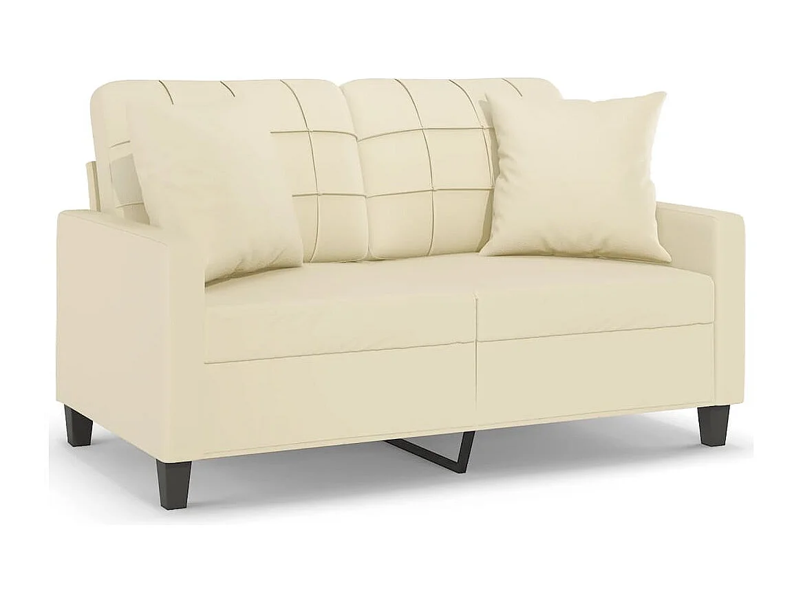 Divano 2 posti con cuscini color crema 120 cm in similpelle