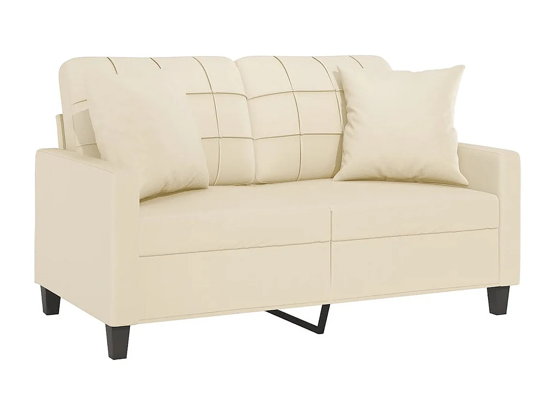Divano 2 posti con cuscini color crema 120 cm in similpelle