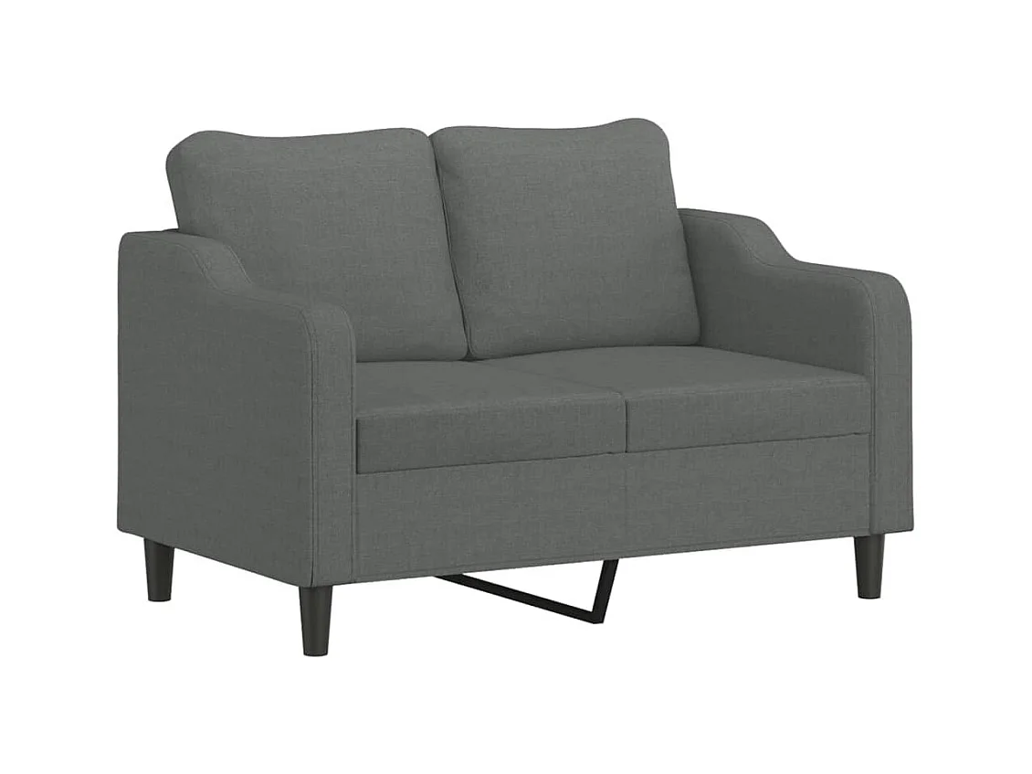 3-teiliges Sofaset mit Kissen, dunkelgrauer Stoff