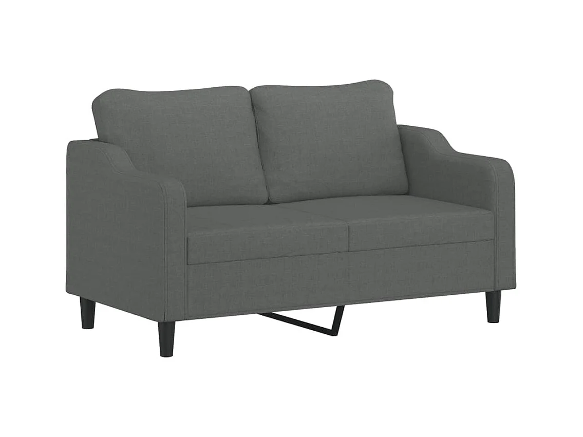 3-teiliges Sofaset mit Kissen, dunkelgrauer Stoff