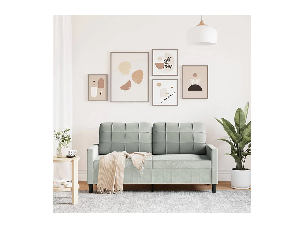 2-Sitzer-Sofa Hellgrau 140 cm Samt