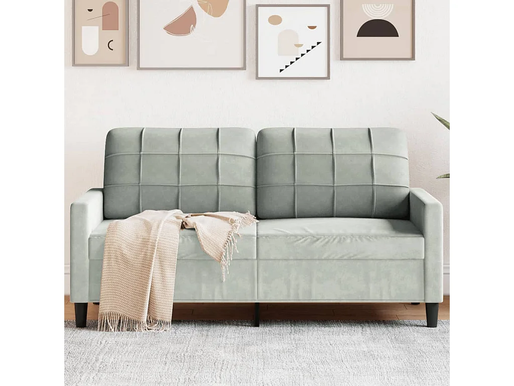 Sofá 2 plazas Gris claro 140 cm Terciopelo