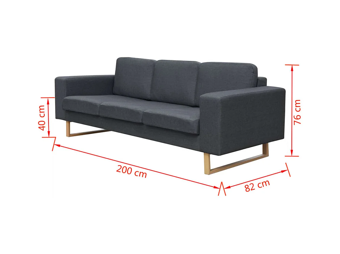 Divano a 3 posti in tessuto grigio scuro