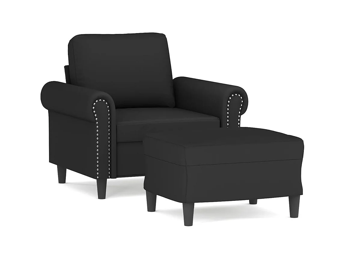 Sillón con reposapiés Terciopelo Negro 60 cm