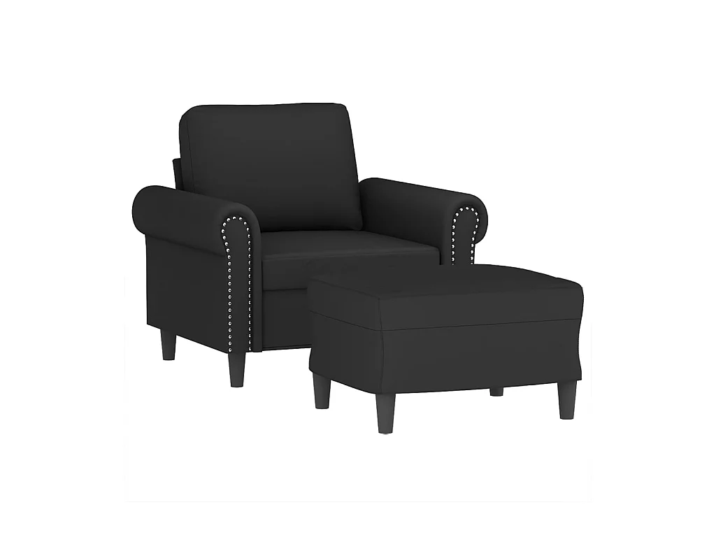 Sillón con reposapiés Terciopelo Negro 60 cm