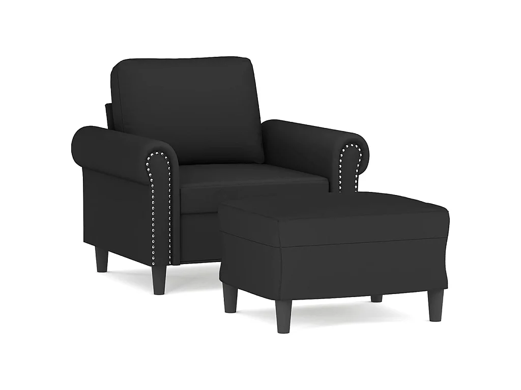 Fauteuil avec repose-pied Noir 60 cm Velours