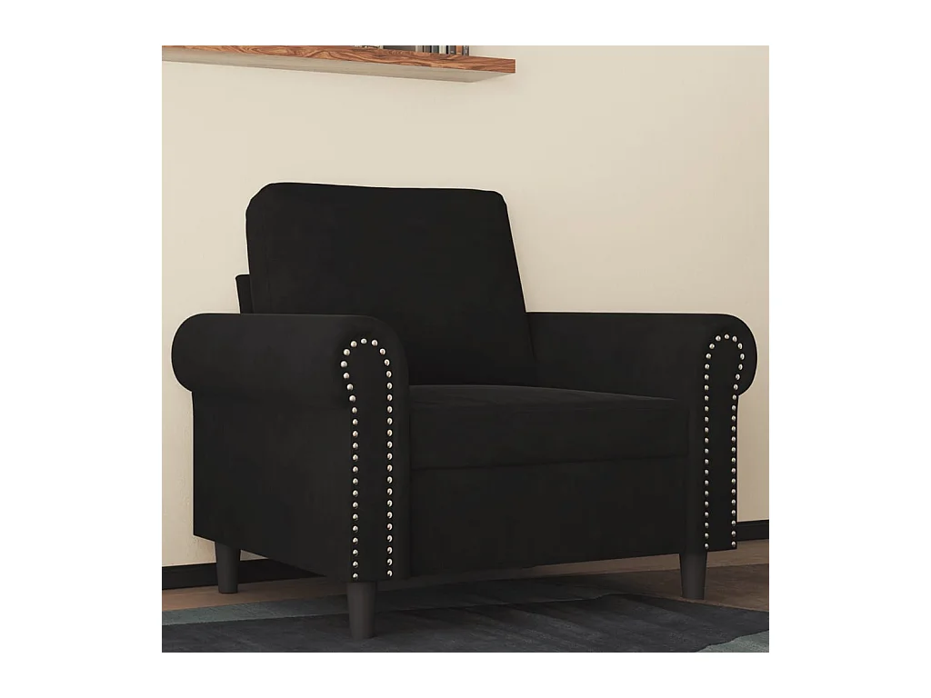 Sillón de terciopelo negro de 60 cm