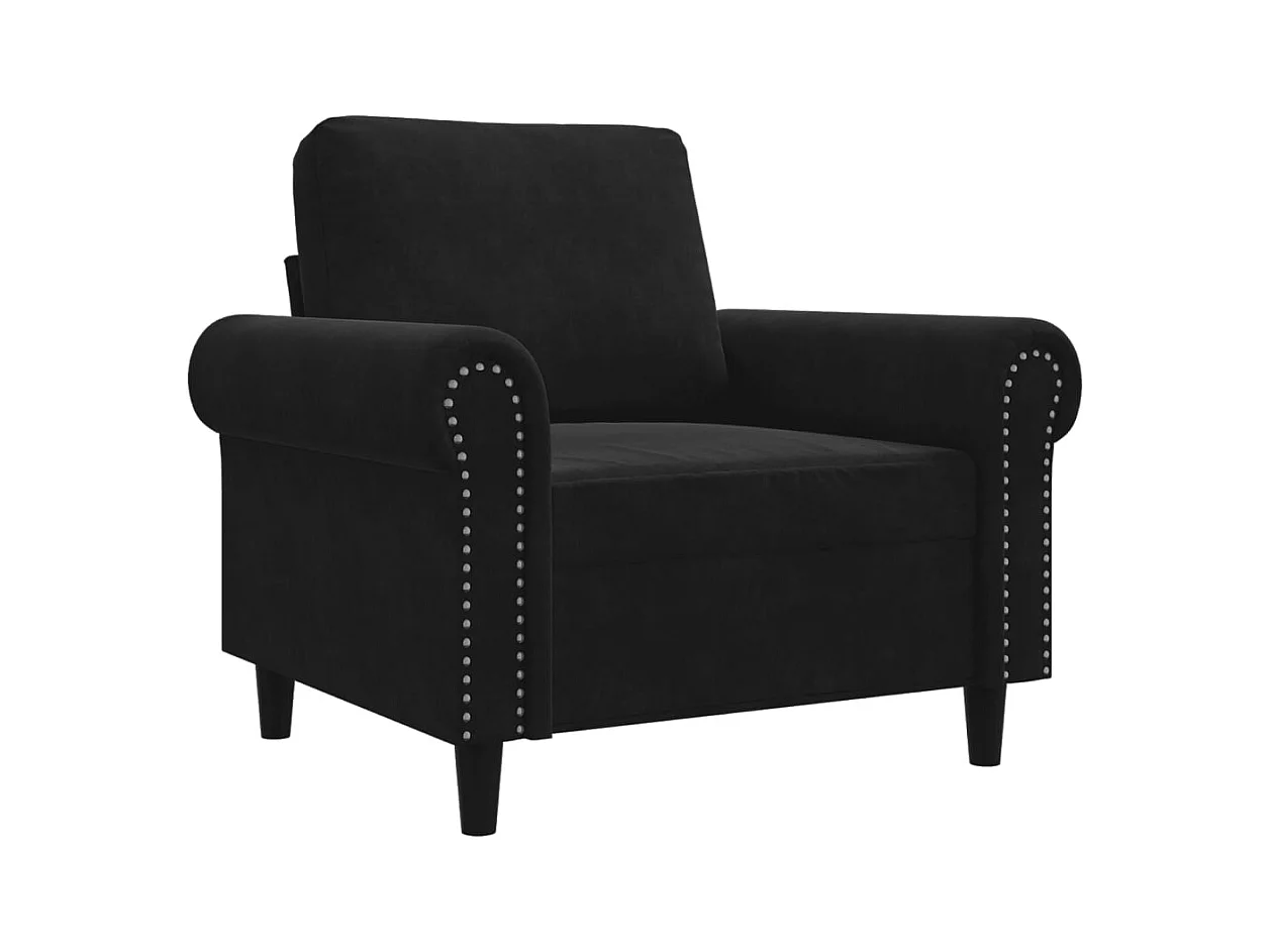 Sillón de terciopelo negro de 60 cm