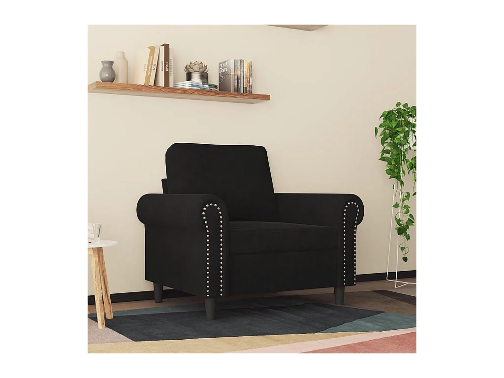Sillón de terciopelo negro de 60 cm