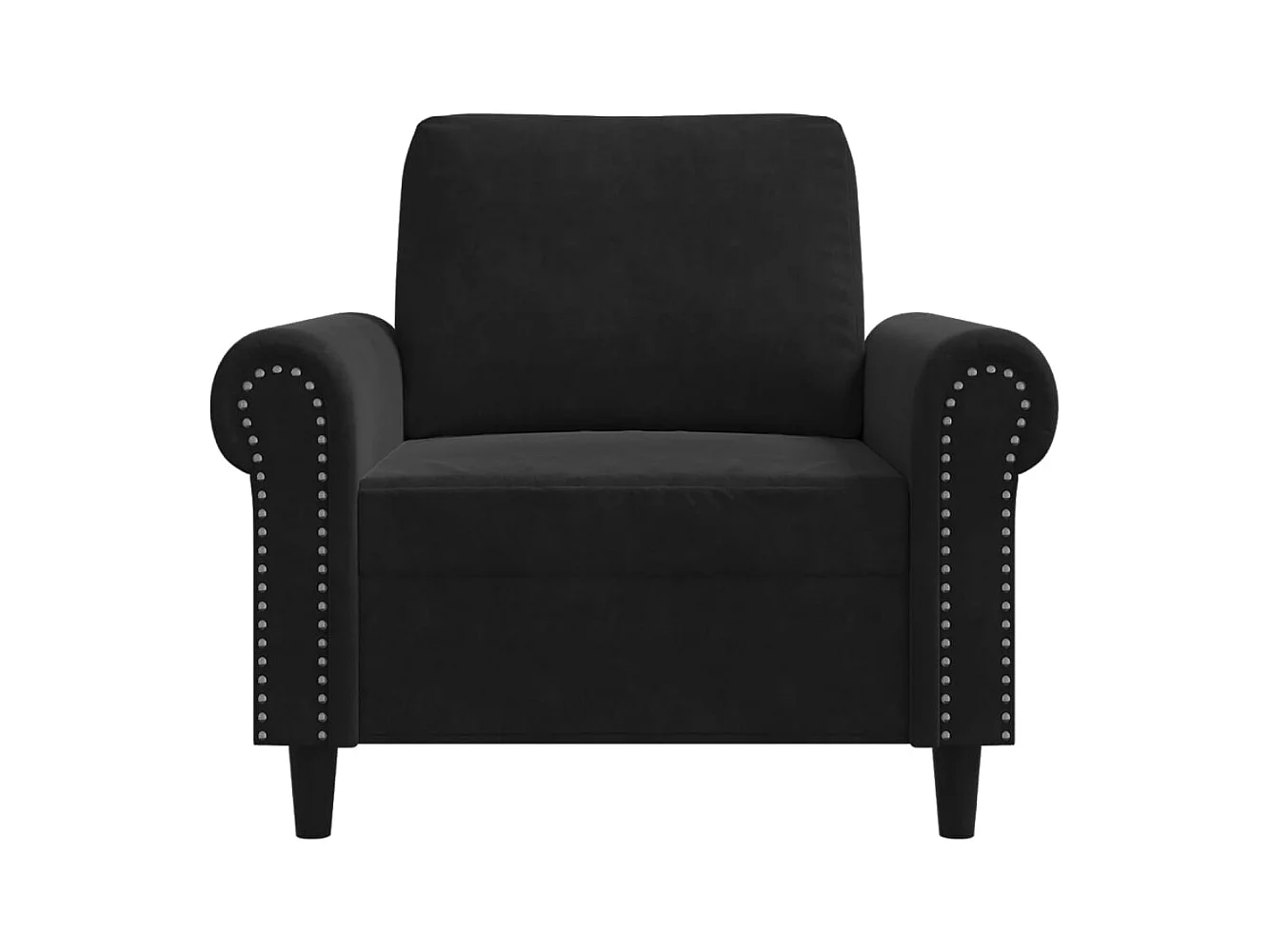 Sillón de terciopelo negro de 60 cm