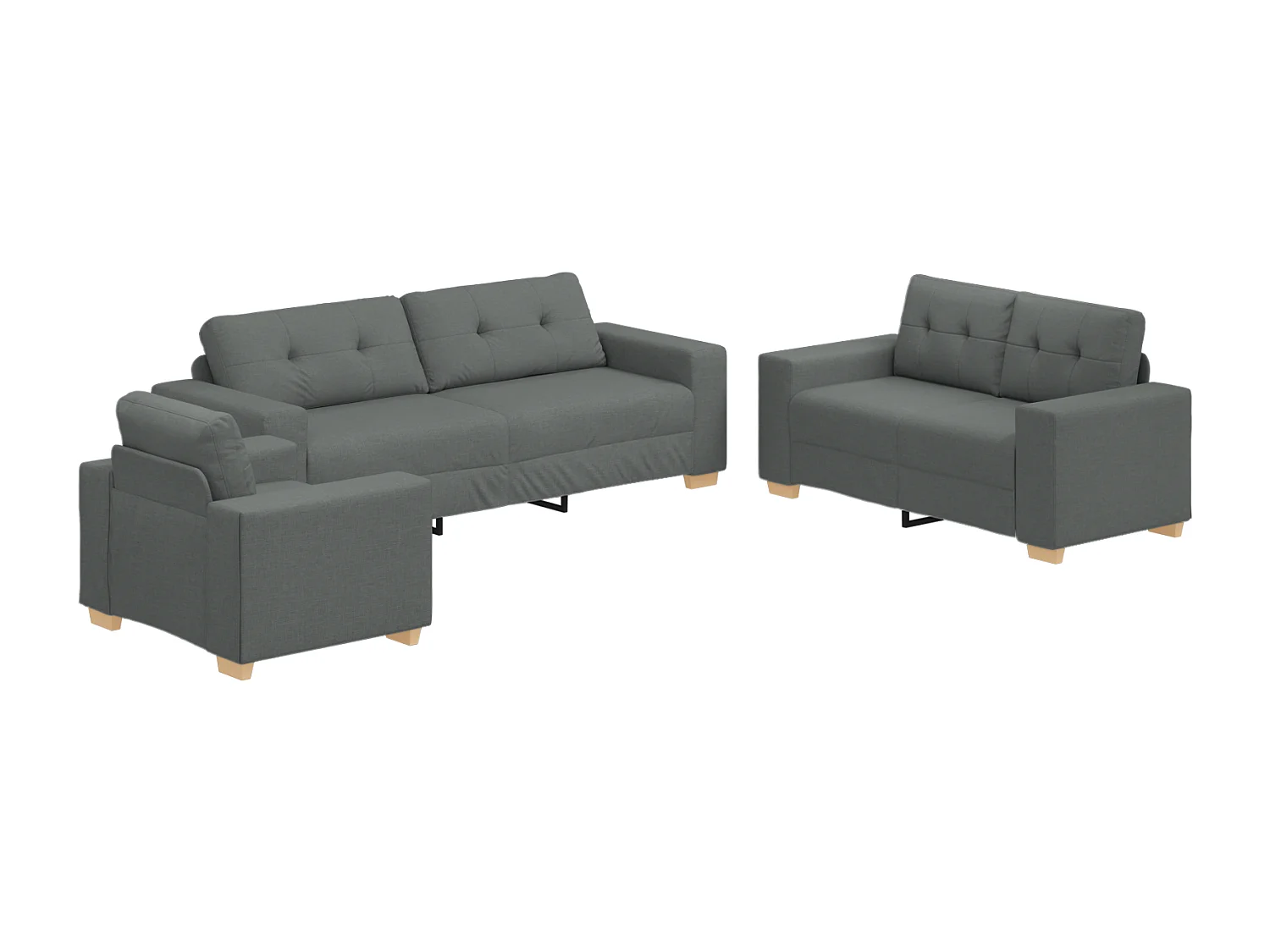 Ensemble de Canapés avec coussin avec oreiller 3 pcs Gris tissu