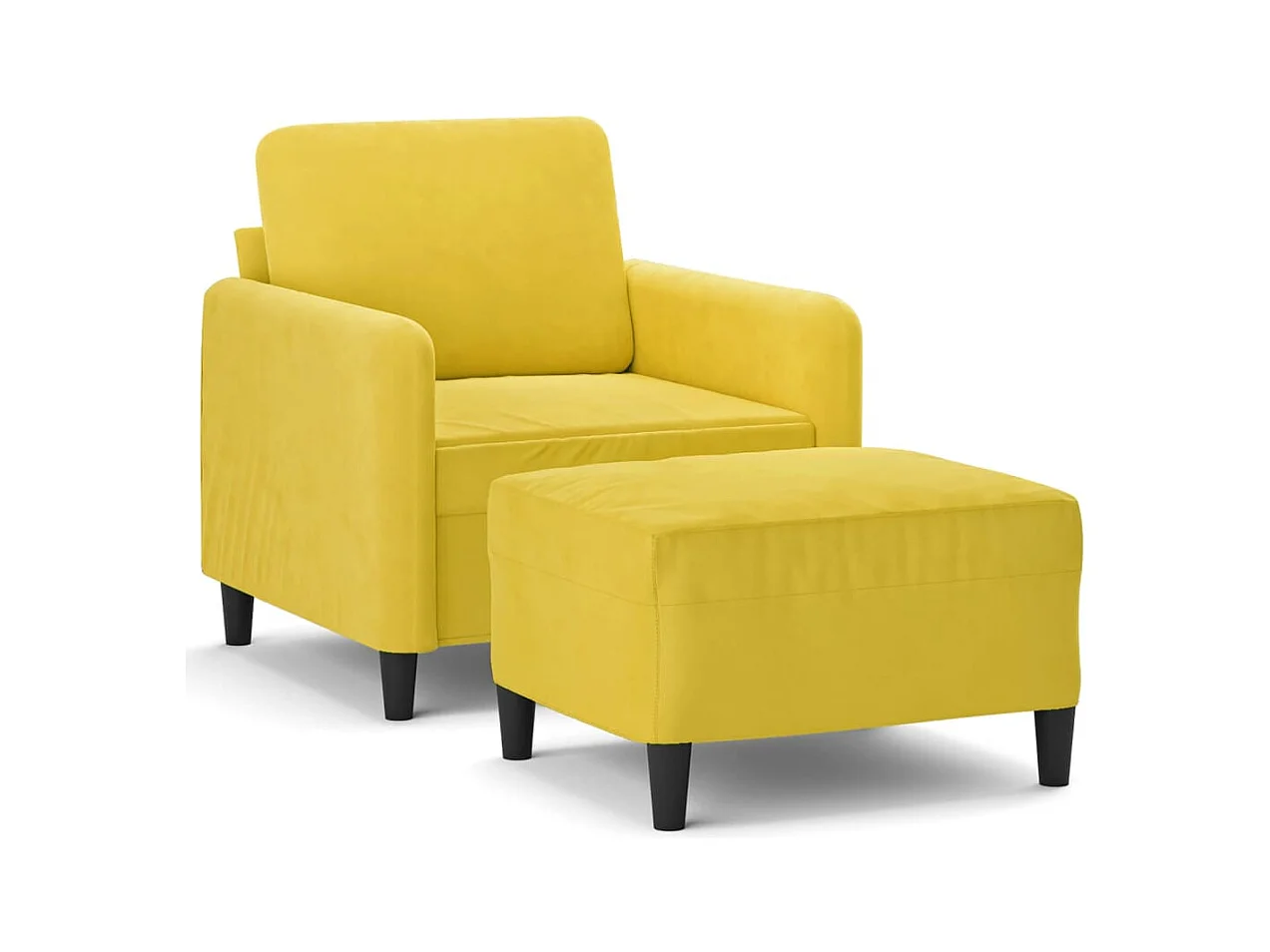Poltrona con poggiapiedi giallo 60 cm velluto