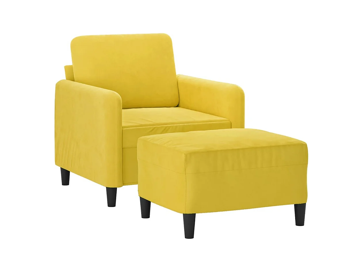 Fauteuil met voetenbankje geel 60 cm fluweel