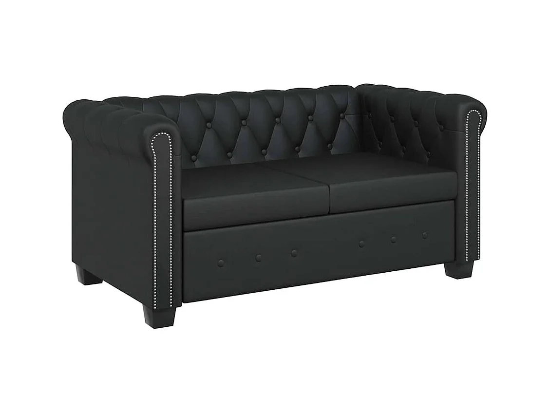 Divano Chesterfield a 2 posti in pelle sintetica nera