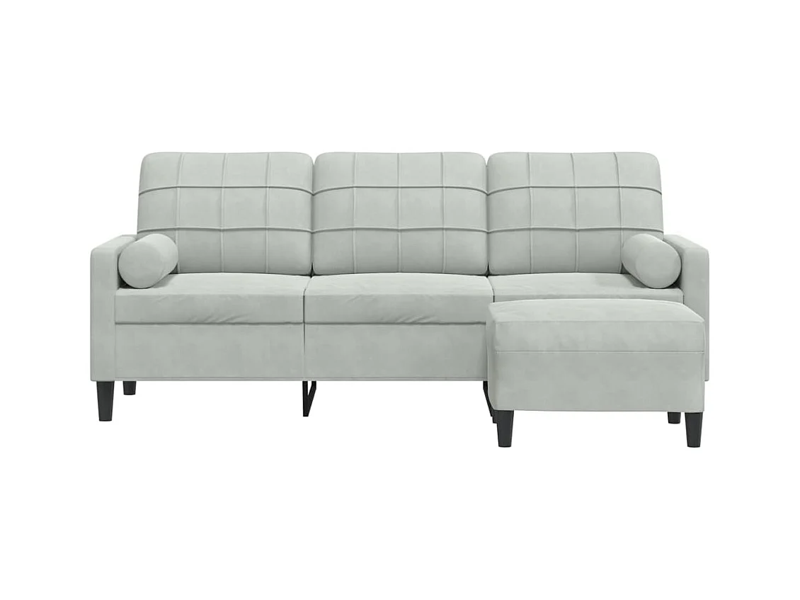 3-zitsbank met voetenbank Lichtgrijs 180 cm Fluweel