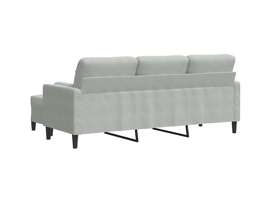 3-zitsbank met voetenbank Lichtgrijs 180 cm Fluweel