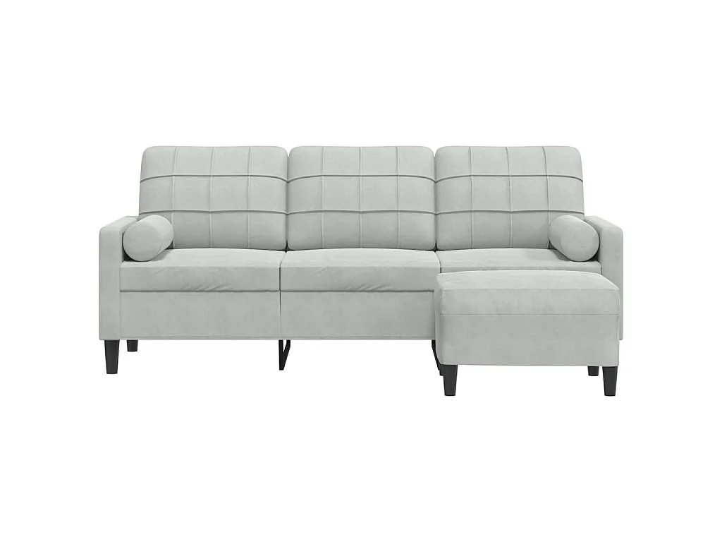 3-Sitzer-Sofa mit Fußhocker Hellgrau 180 cm Samt