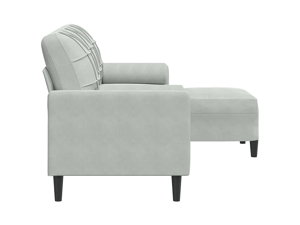 3-Sitzer-Sofa mit Fußhocker Hellgrau 180 cm Samt