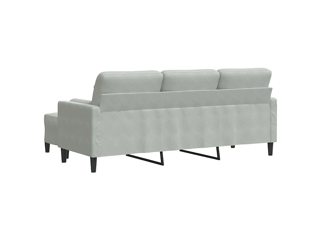 3-Sitzer-Sofa mit Fußhocker Hellgrau 180 cm Samt