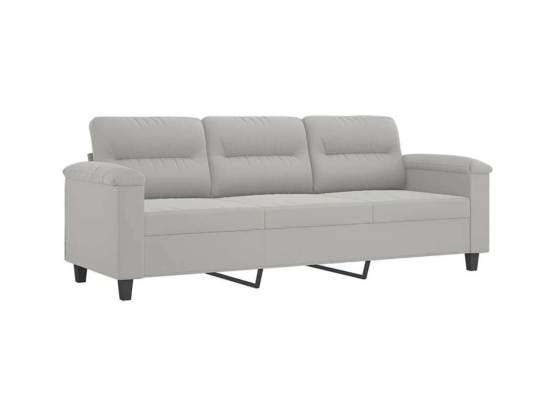3-zitsbank met voetenbank, lichtgrijs, 180 cm, microvezelstof