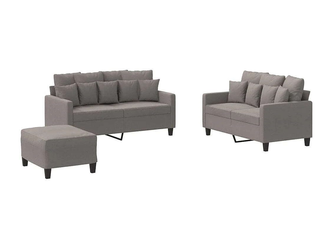 3-delige bankstel met kussens Taupe stof
