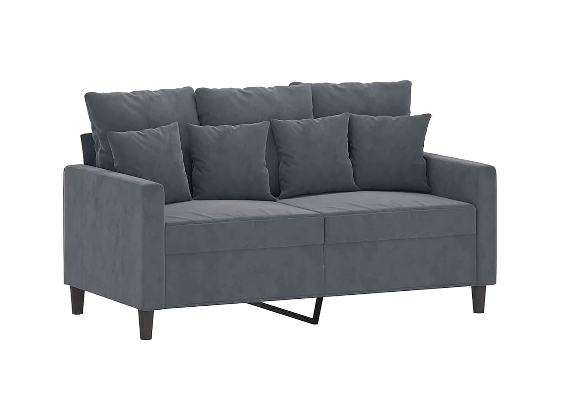 3-teiliges Sofaset mit Kissen, dunkelgrauer Samt