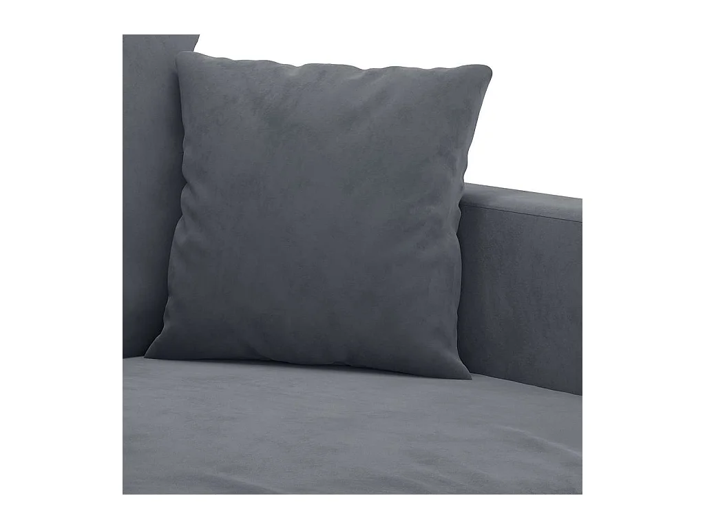3-teiliges Sofaset mit Kissen, dunkelgrauer Samt