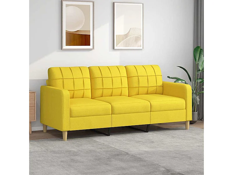 Divano 3 posti Giallo chiaro 180 cm Tessuto