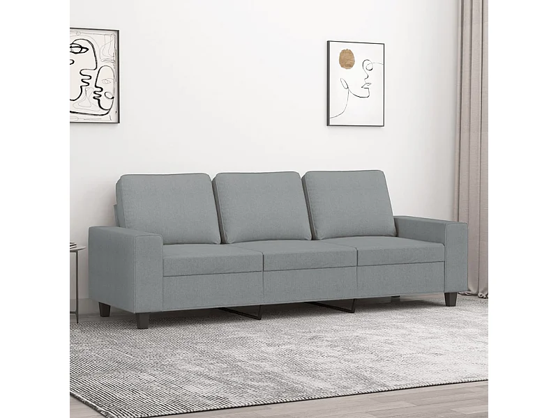 Sofá 3 plazas Gris claro 180 cm Tela