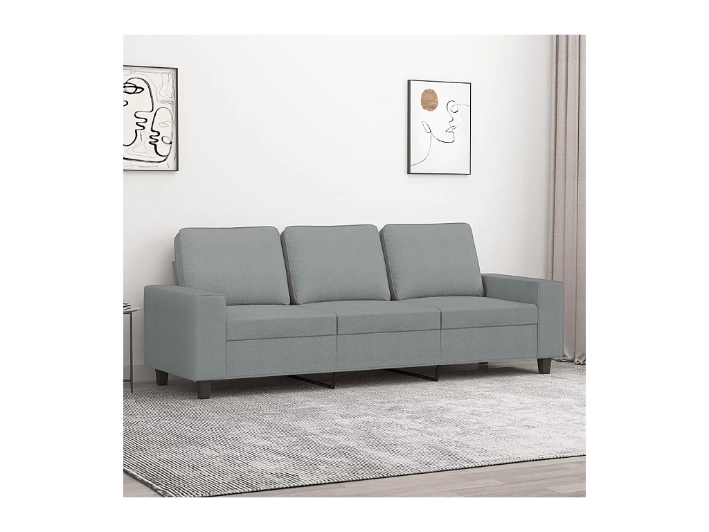 Sofá 3 plazas Gris claro 180 cm Tela