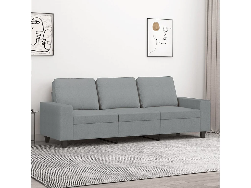Sofá 3 plazas Gris claro 180 cm Tela