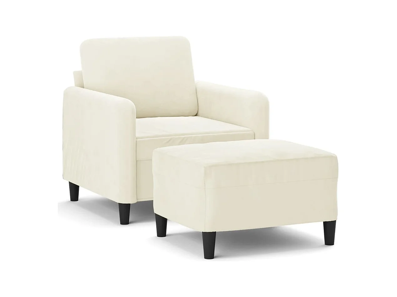 Poltrona con poggiapiedi Crema 60 cm Velluto