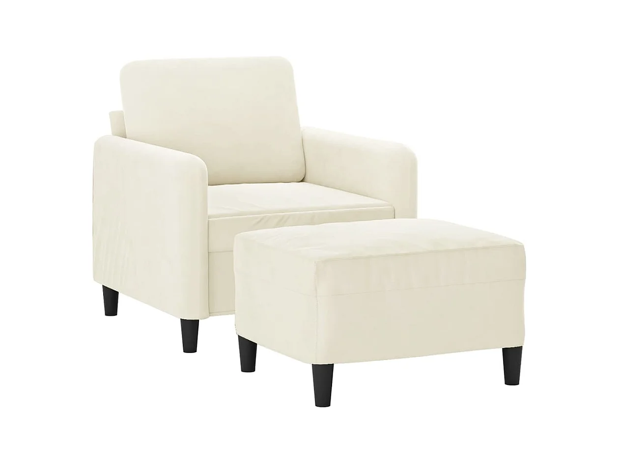 Poltrona con poggiapiedi Crema 60 cm Velluto