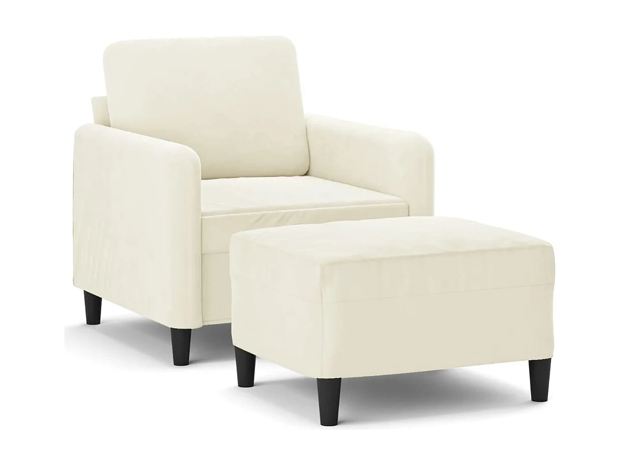 Fauteuil avec repose-pied Crème 60 cm Velours