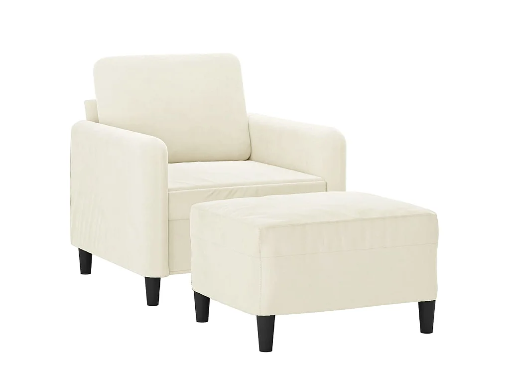 Poltrona con poggiapiedi Crema 60 cm Velluto