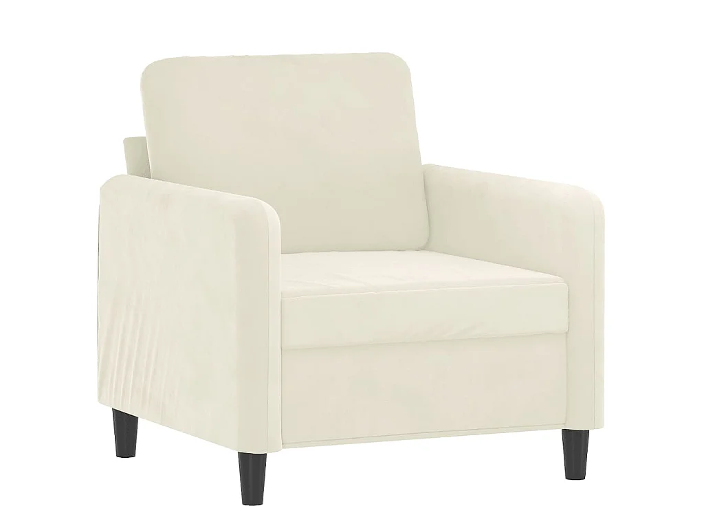 Poltrona con poggiapiedi Crema 60 cm Velluto