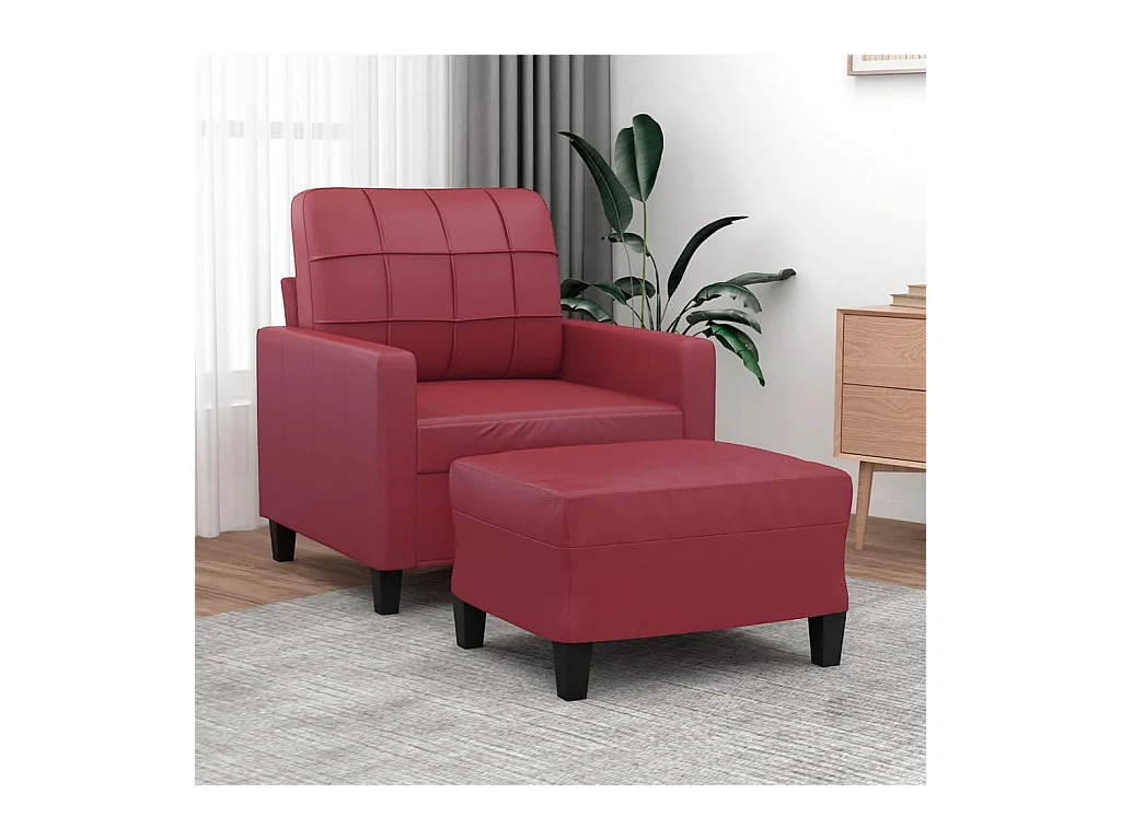 Poltrona con poggiapiedi Rosso bordeaux 60 cm Similpelle