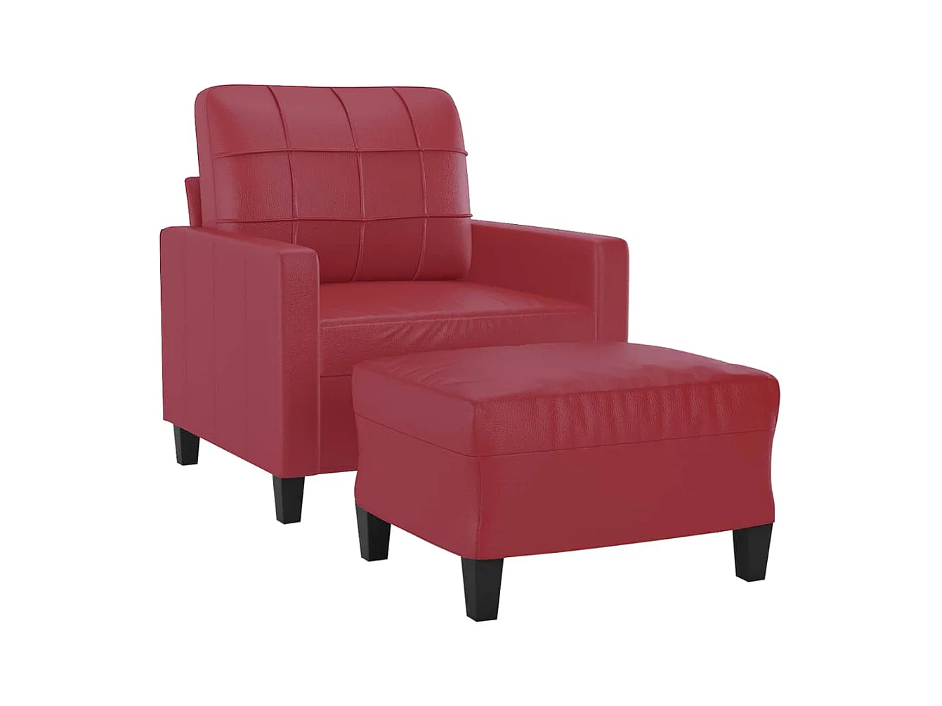 Poltrona con poggiapiedi Rosso bordeaux 60 cm Similpelle