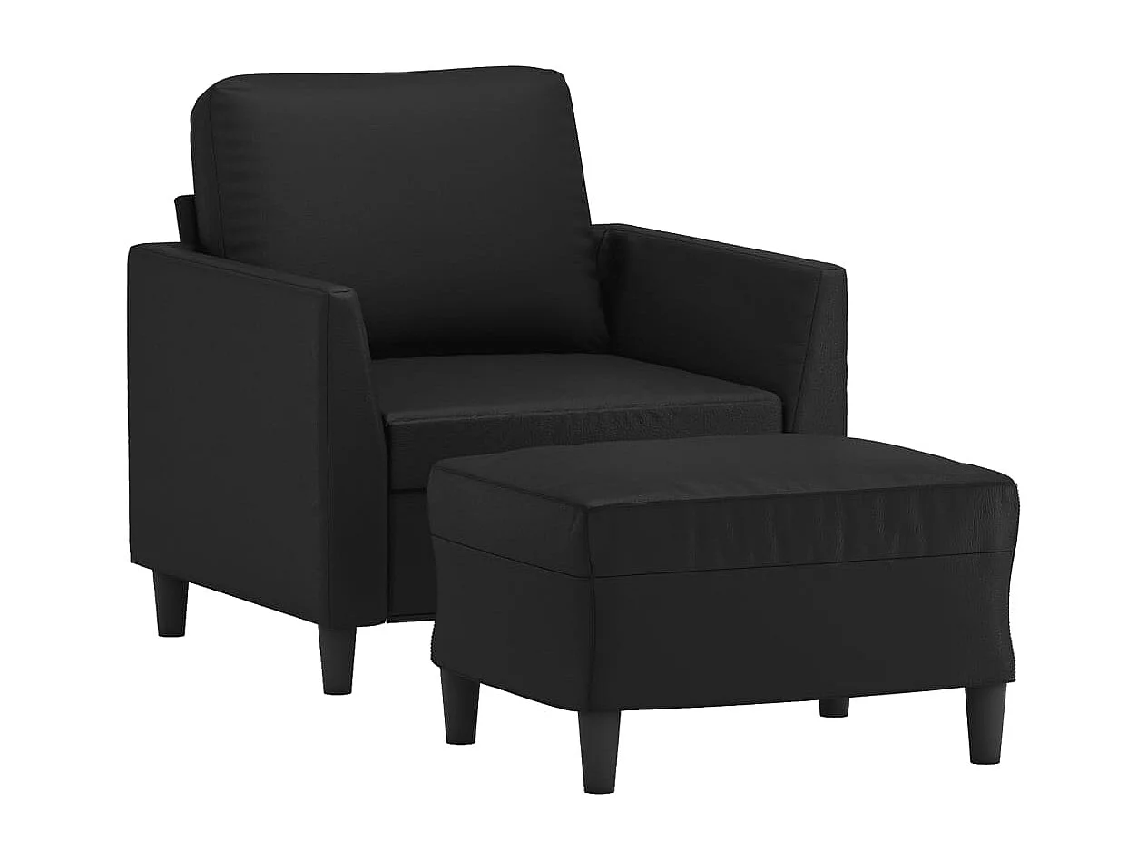 Poltrona con poggiapiedi Nero 60 cm Ecopelle