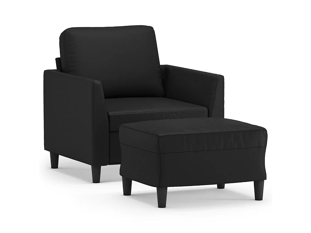 Fauteuil avec repose-pied Noir 60 cm Similicuir