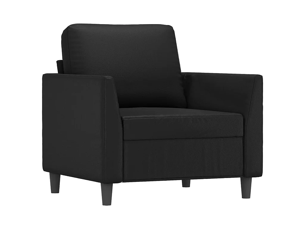 Fauteuil avec repose-pied Noir 60 cm Similicuir