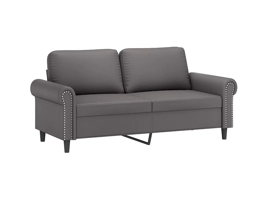 Sofá de 2 plazas con cojines decorativos gris 140cm piel sintética