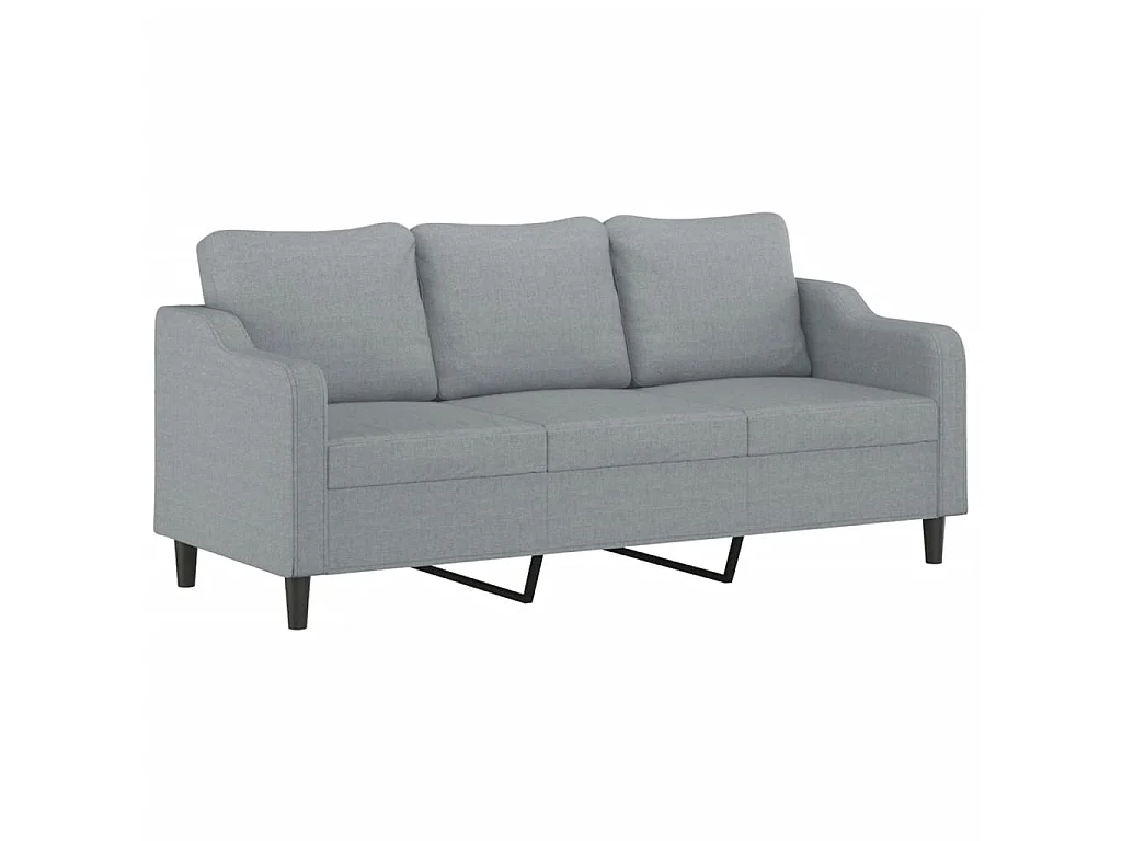 2-teiliges Sofaset mit Kissen, hellgrauer Stoff
