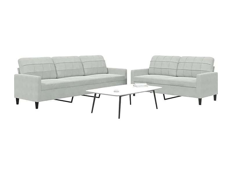 Conjunto de sofá de 2 piezas con cojines Terciopelo Gris Claro
